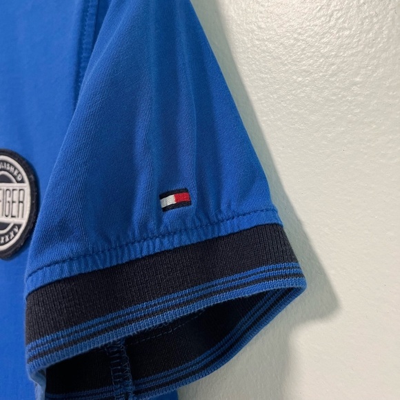 Tommy Hilfiger Slim Fit Blue Polo Shirt with Patch Logo - Size Small - Picture 9 of 13